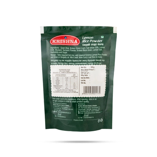 Lemon Rice Powder - 100 Gms | Lemon satham Mix / Instant Food Mix / Elumichai Podi - Instant Mixes