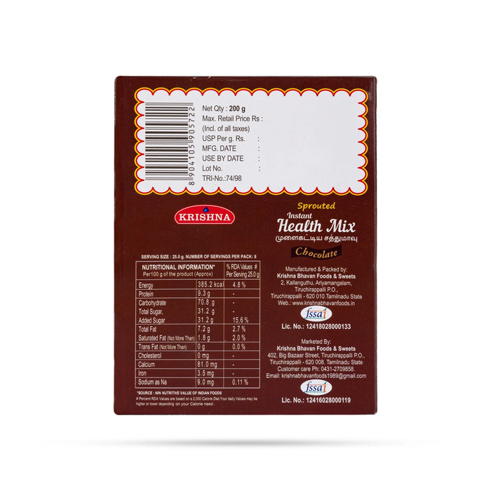 Sprouted Health Flour - 200 Gms | Chocolate Mix / Instant Health Mix Powder/ Instant Mix Powder - Instant Mixes
