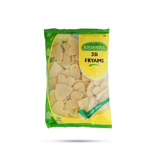 3D Fryums - 100 Gms | Ready to Fry / Fryums / Pappad / Crunchy & Tasty Snack - Papad & Vadam