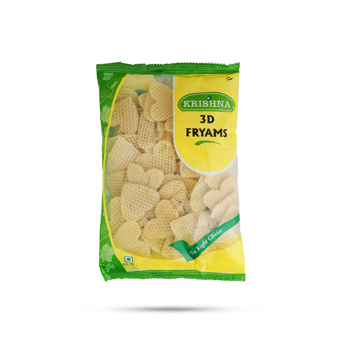 3D Fryums - 100 Gms | Ready to Fry / Fryums / Pappad / Crunchy & Tasty Snack - Papad & Vadam