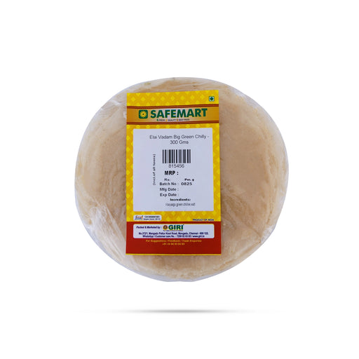 Green Chilly Elai Vadam- 300 Gms | Giri Chilli Rice Vadagam/ Homemade Fryums/ Chilli Papad For Crispy Side Dish - Papad & Vadam