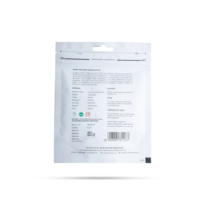 Pirandai Podi - 50 Gms | Pirandai Powder Zip Pouch/ Asthisamhari - Ayurvedic Mix