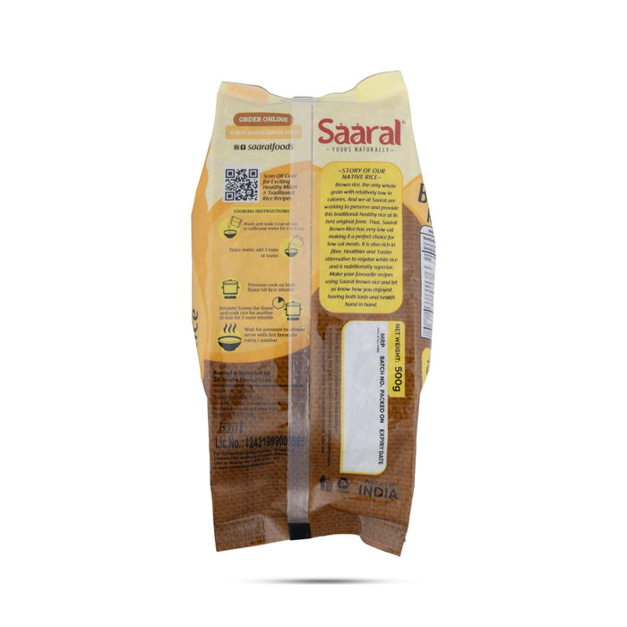 Saaral Brown Rice - 500 Gms | Kaikuthal Arisi/ Kai Kuthal Rice