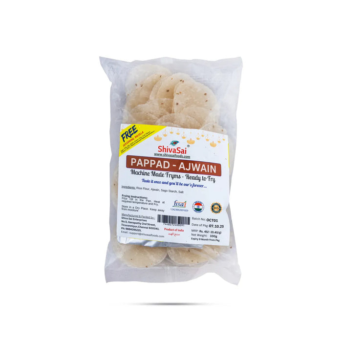 Shiva Sai Ajwain Papad - 100 Gms | Ajwain Flavour Appalam / Crispy Papadam For Snacks