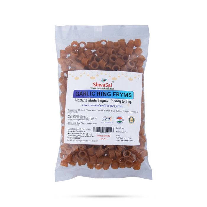 Garlic Ring Fryms - 200 Gms | Machine Made Fryms/ Ready To Fry/ Papad/ Fryums - Papad & Vadam