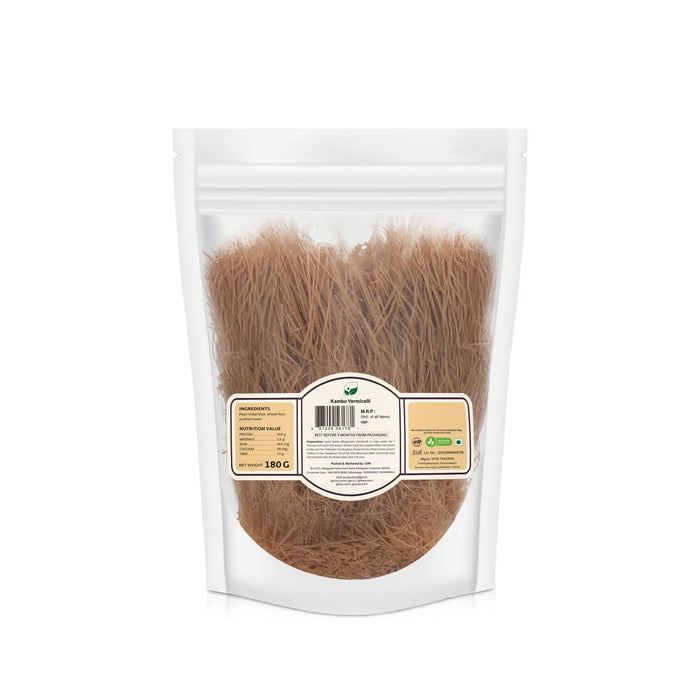 Kambu Vermicelli - 180 Gms | Sukha Bhojanam / Pearl Millet / No Maida / Bajra Semiya For Healthy Breakfast & Meals - Instant Mixes