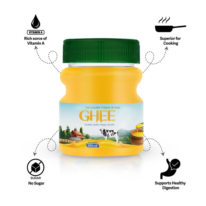 Ghee - 100 ml | Fresh Ghee / Cow ghee For Traditional Receipes / Natural Ghee for Home - Cooking Oil & Ghee