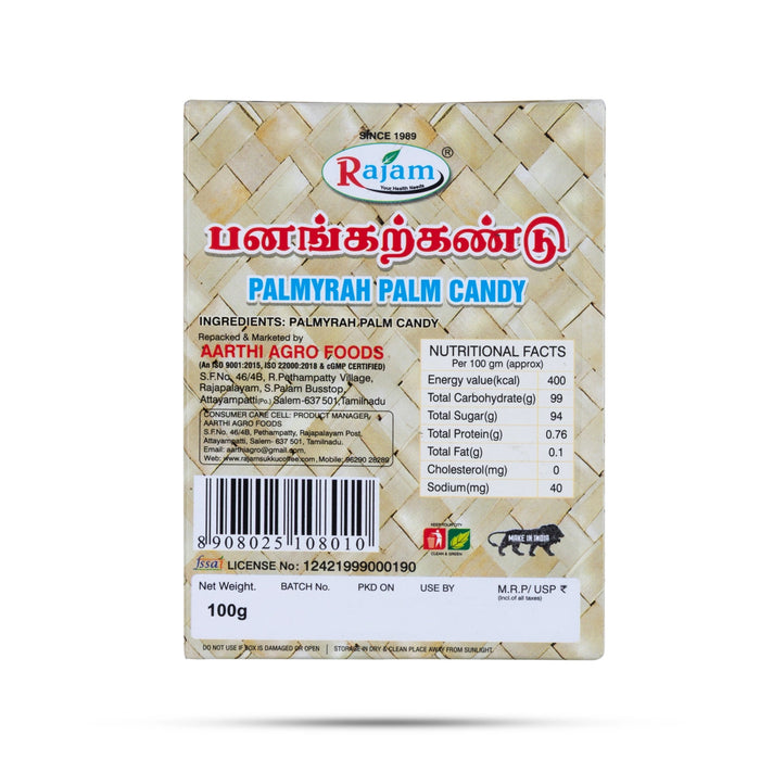 Panam Karkandu - 100 Gms | Palm Candy / Palm Sugar Crystals / Healthy Sweetener for Milk, Tea & Herbal Drinks - Sugar & Salt & Honey
