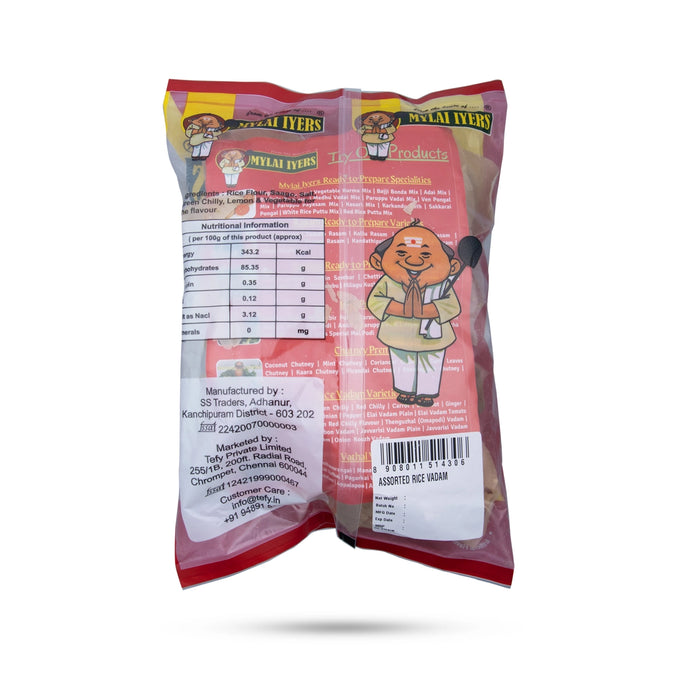 Mylai Iyers Assorted Vadam - 200 Gms | Vathal/ Fryums/ Papad - Papad & Vadam