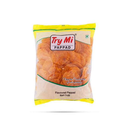 Red Chilli Papad - 200 Gms | Appalam/ Try Mi Pappad/ Crispy Fryums For Spicy Snack Lovers And Meal Side Dish - Papad & Vadam