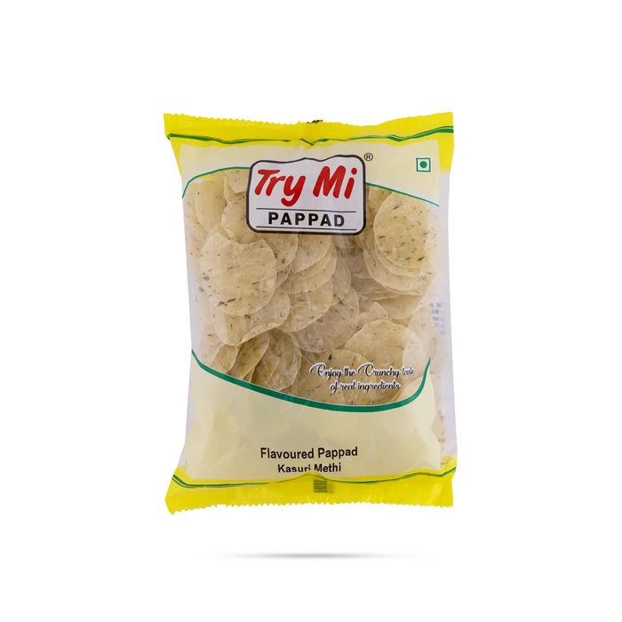 Kasuri Methi Papad - 200 Gms | Appalam/ Try Mi Pappad/ Crispy Fryums For Snack Lovers And Meal Side Dish - Papad & Vadam