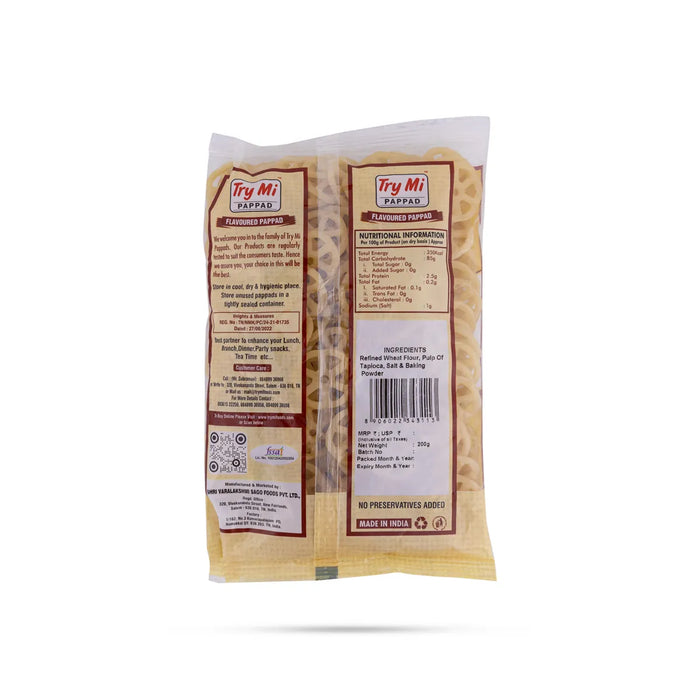 Wheel Papad - 200 Gms | Appalam/ Try Mi Pappad/ Crispy Wheel Fryums For Snack Lovers & Meal Side Dish - Papad & Vadam