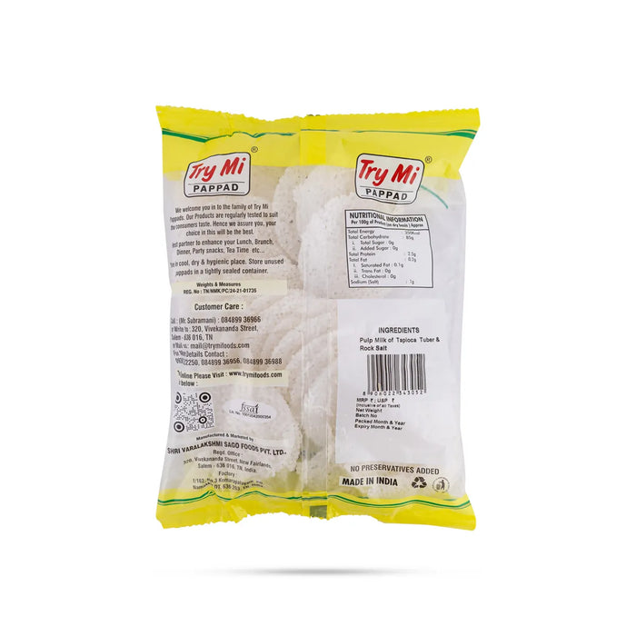 Sago Papad - 200 Gms | Javvarisi Appalam/ Try Mi Pappad/ Crispy Sabudana Fryums For Meal Side Dish And Snacks - Papad & Vadam