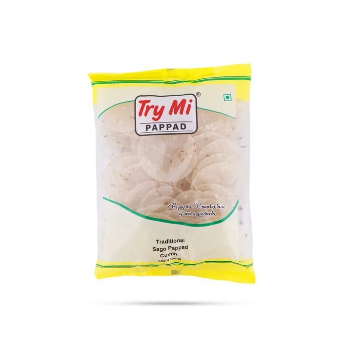 Cumin Sago Papad - 200 Gms | Jeera Javvarisi Appalam/ Try Mi Pappad/ Sabudana Fryums For Meal Side Dish - Papad & Vadam