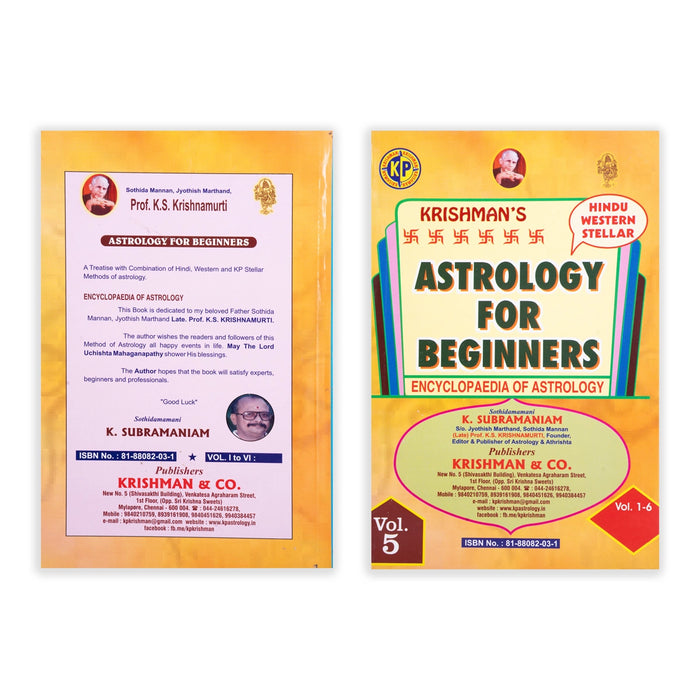 Astrology For Beginners - 6 Volumes Set - English | by K. Subramaniam/ Astrology Book - Astrology, Numerology & Palmistry