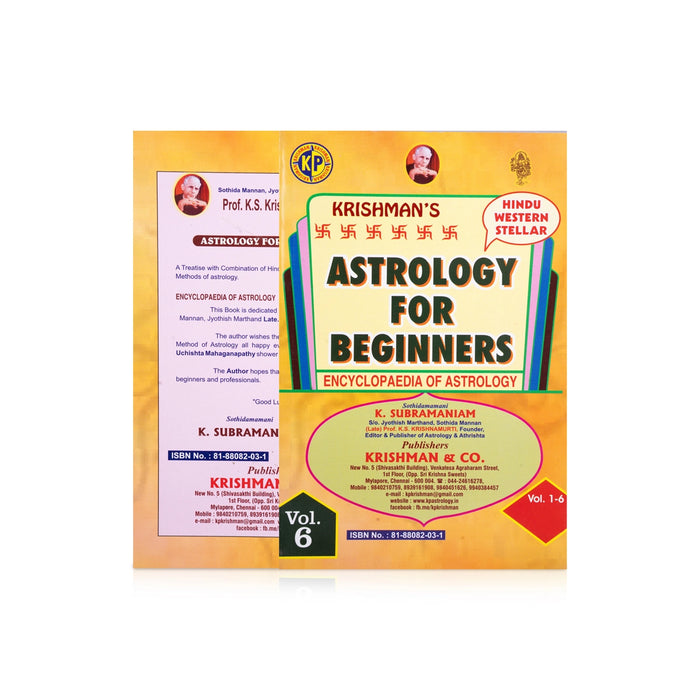 Astrology For Beginners - 6 Volumes Set - English | by K. Subramaniam/ Astrology Book - Astrology, Numerology & Palmistry