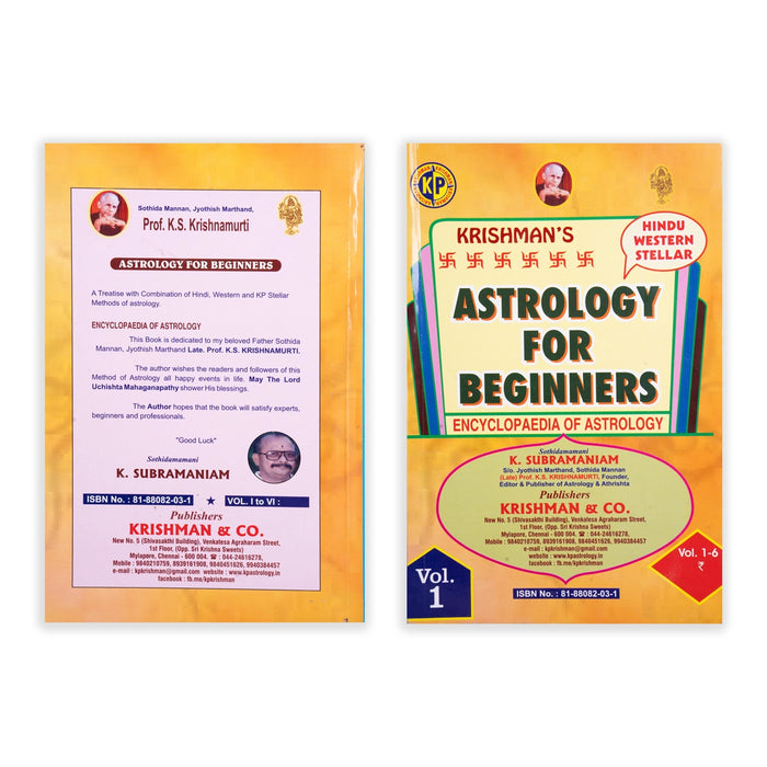Astrology For Beginners - 6 Volumes Set - English | by K. Subramaniam/ Astrology Book - Astrology, Numerology & Palmistry