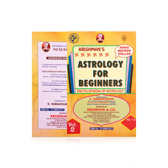 Astrology For Beginners - 6 Volumes Set - English | by K. Subramaniam/ Astrology Book - Astrology, Numerology & Palmistry