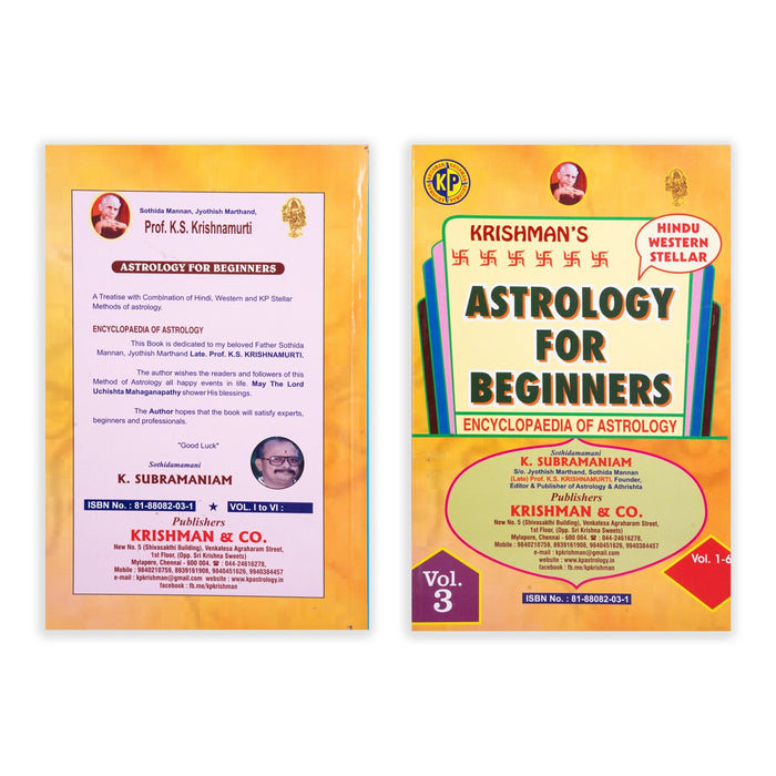 Astrology For Beginners - 6 Volumes Set - English | by K. Subramaniam/ Astrology Book - Astrology, Numerology & Palmistry