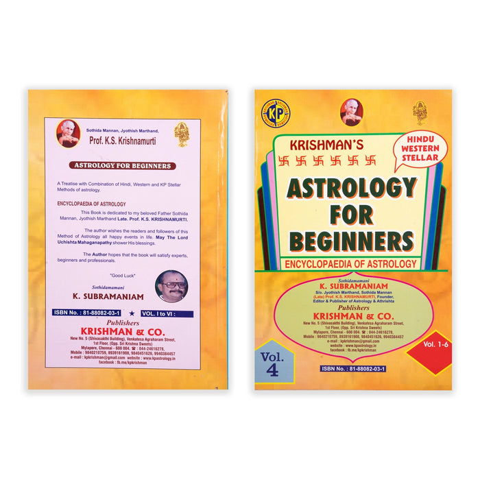 Astrology For Beginners - 6 Volumes Set - English | by K. Subramaniam/ Astrology Book - Astrology, Numerology & Palmistry