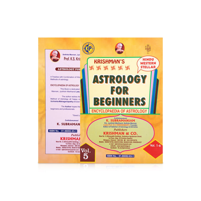 Astrology For Beginners - 6 Volumes Set - English | by K. Subramaniam/ Astrology Book - Astrology, Numerology & Palmistry