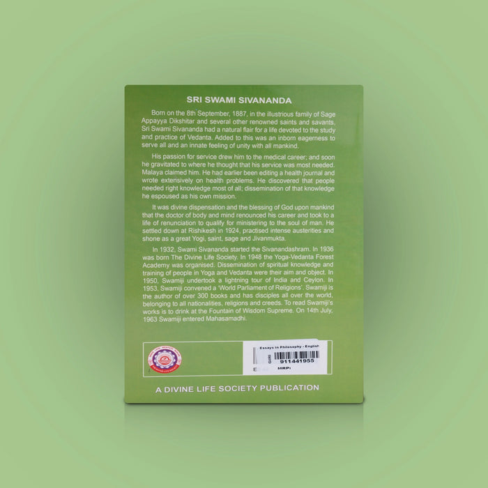 Essays In Philosophy - English | By Swami Sivananda/ Philosophical Book/ Hindu Spiritual Book - Vedanta, Spirituality & Philosophy
