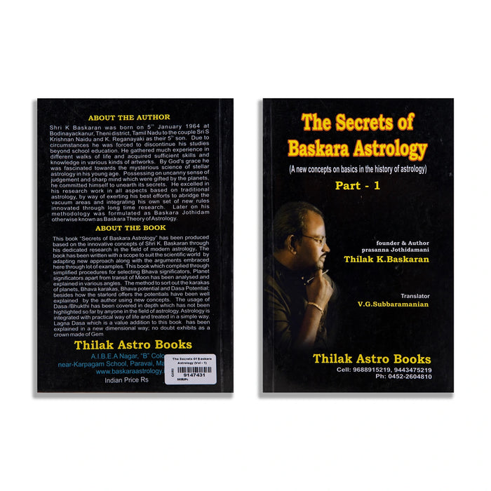 The Secrets Of Baskara Astrology - Volume 1 - English | by Thilak K. Baskaran/ Astrology Book - Astrology, Numerology & Palmistry