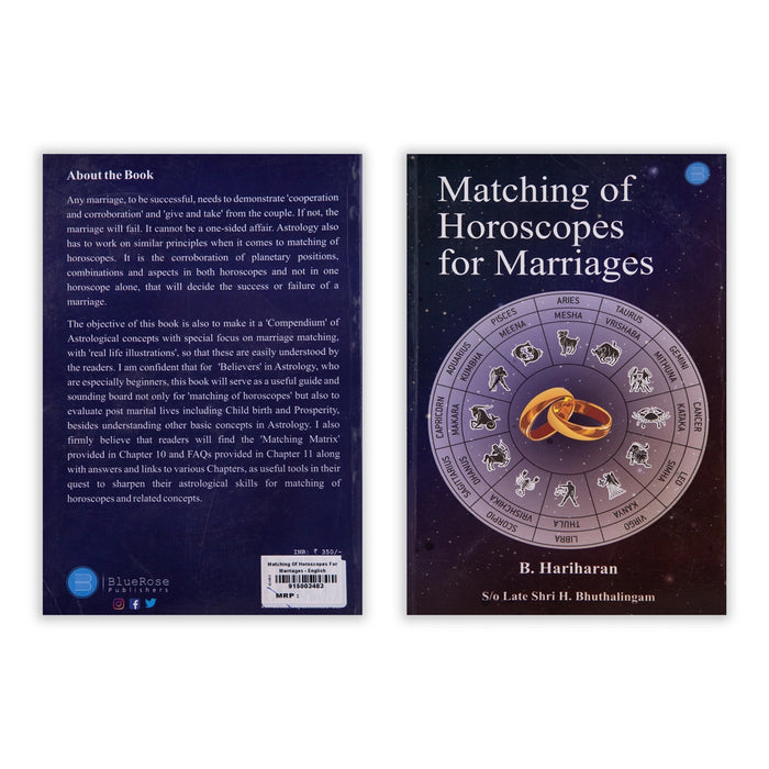Matching Of Horoscopes for Marriages - English | by B. Hariharan/ Astrology Book - Astrology, Numerology & Palmistry