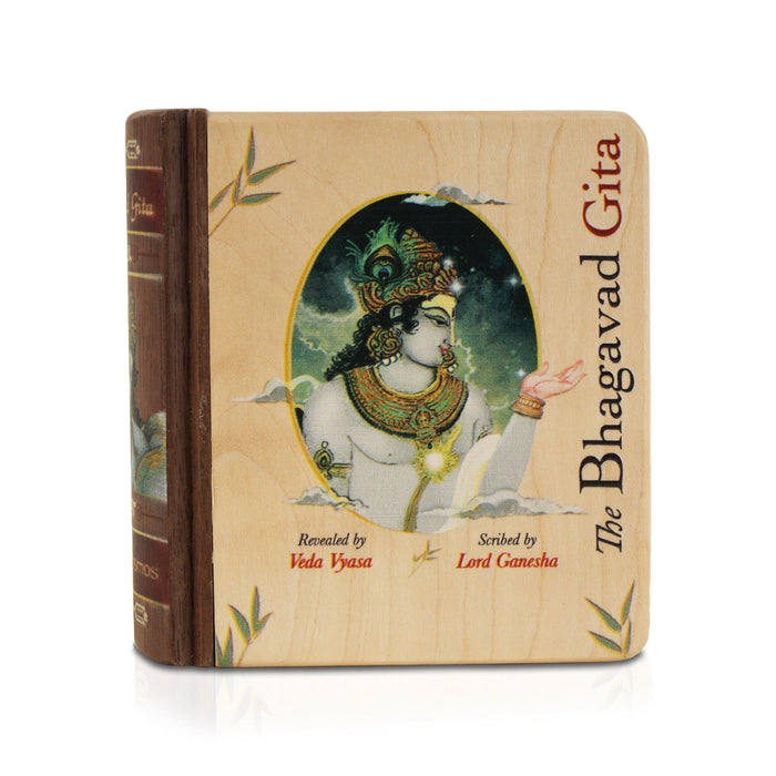 The Bhagavad Gita - Wooden Edition - English | by Veda Vyasa/ Hindu Holy Book A8 Size - Bhagavad Gita