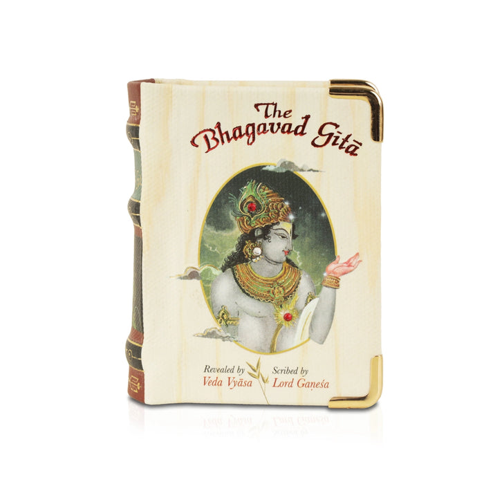 The Bhagavad Gita - Wooden Edition - English | by Veda Vyasa/ Hindu Holy Book A8 Size - Bhagavad Gita