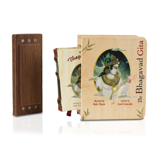 The Bhagavad Gita - Wooden Edition - English | by Veda Vyasa/ Hindu Holy Book A8 Size - Bhagavad Gita