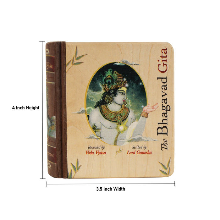 The Bhagavad Gita - Wooden Edition - English | by Veda Vyasa/ Hindu Holy Book A8 Size - Bhagavad Gita