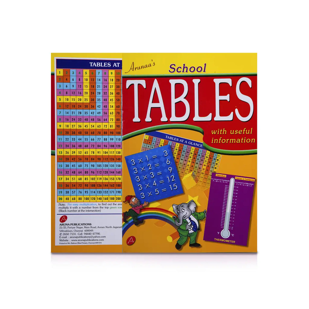 Arunaa’s School Tables With Useful Information - English | Educational Book