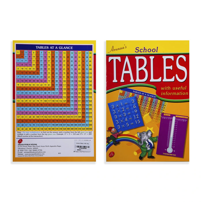 Arunaa’s School Tables With Useful Information - English | Educational Book