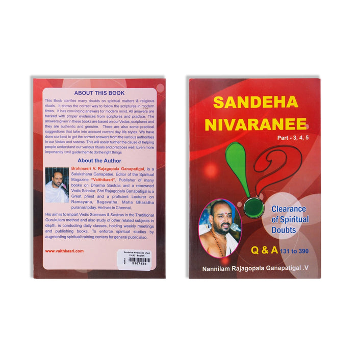 Sandeha Nivaranee - Volume 3 & 4 & 5 - English | by Vai. Rajagopala Ganapatigal/ Hindu Spiritual Book