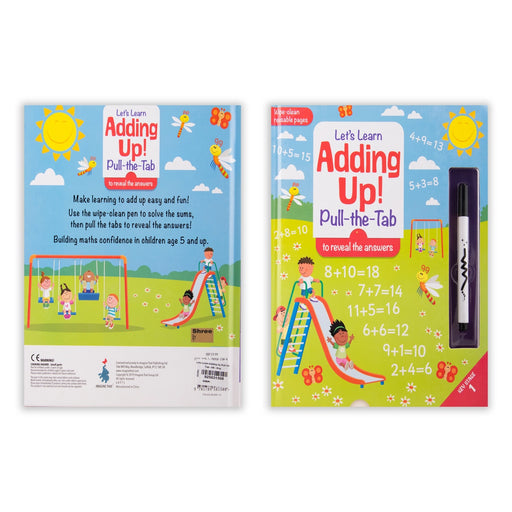 Lets Learn Adding Up Pull The Tab - To Reveal The Answers - English | Wipe Clean Reusable Pages/ Childrens Activity Book - Children Activity Books