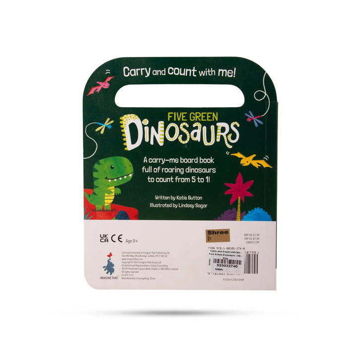 Carry And Count With Me - Five Green Dinosaurs - English | by Katie Button/ Board Game Book - Board Games