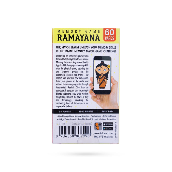 Memory Game Ramayana - English | 60 Cards/ Ramayana Flash Cards/ Hindu Mythology Game For Cultural Education - Children Activity Books
