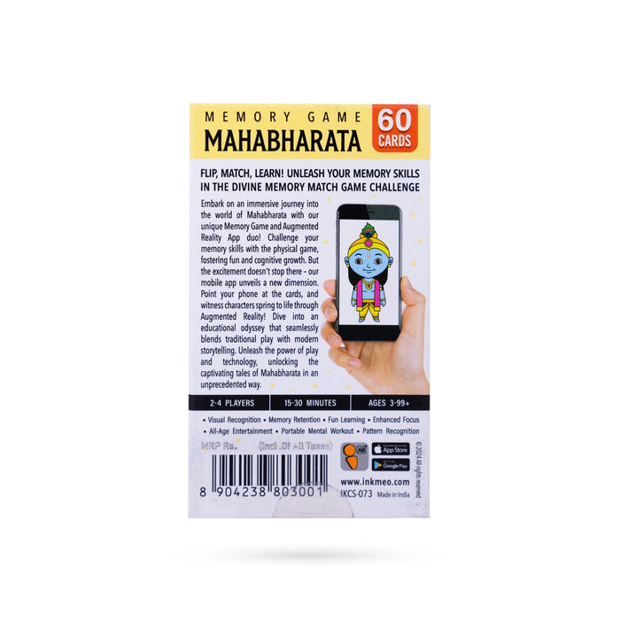 Memory Game Mahabharata- English | 60 Cards/ Ramayana Flash Cards/ Hindu Mythology Game For Cultural Education - Children Activity Books
