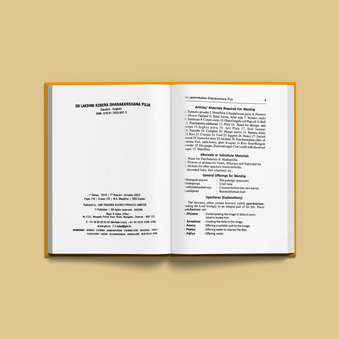Sri Lakshmi Kubera Dhanakarshana Puja | Stotra Book/ Hindu Religious Book - Pooja / Ritual