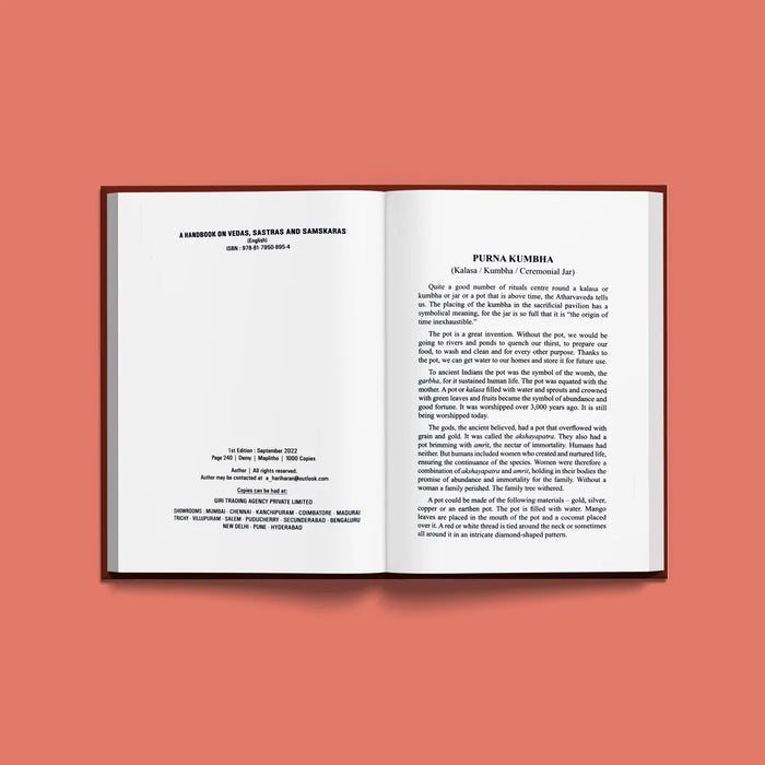 A Handbook On Vedas, Sastras And Samskaras - English | by G. H. Ananthanarayanan/ Vedas Book/ Devotional Book - Veda / Vedic Prayer / Vedic Ritual