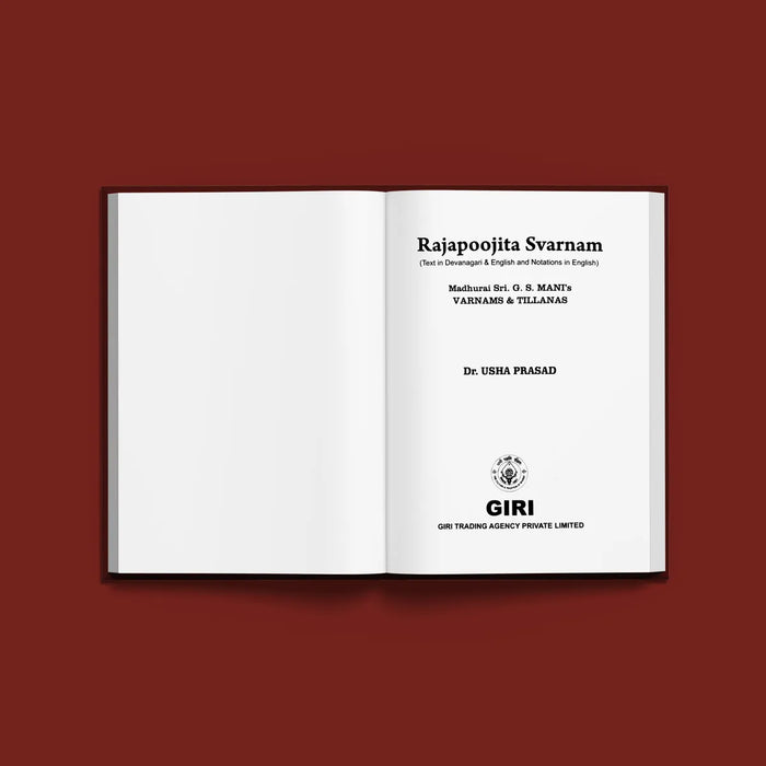 Rajapoojita Svarnam - Madurai Sri.G.S.Manis Varnams And Tillanas- Sanskrit - English | Usha Prasad/ Music Book - Bhajan, Music & Dance