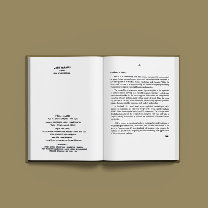 Jatisvarams - English | By Dr. Usha Prasad/ Music Book For Classical Music Education