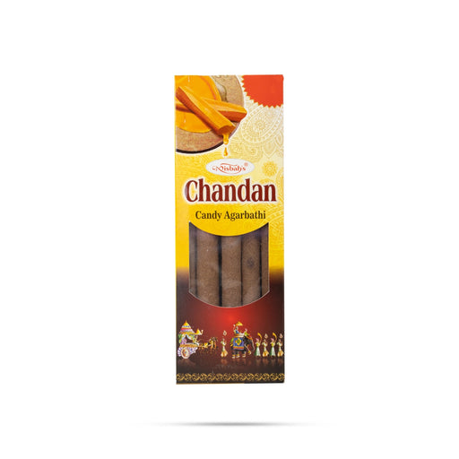 The Chandan Candy Agarbathi is a delightful blend of aromatic incense sticks.
