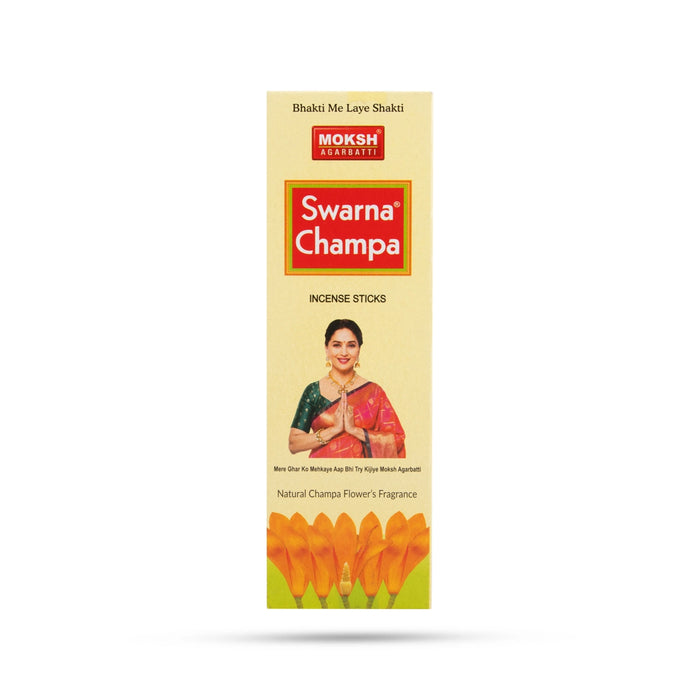 Moksh Swarna Champa incense stick has a sensual-pleasing scent that captivates every moment enjoyable.
