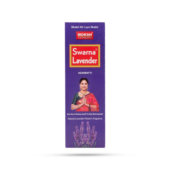 Elevate your spiritual ambiance with Moksh Swarna Lavender Agarbathi.
