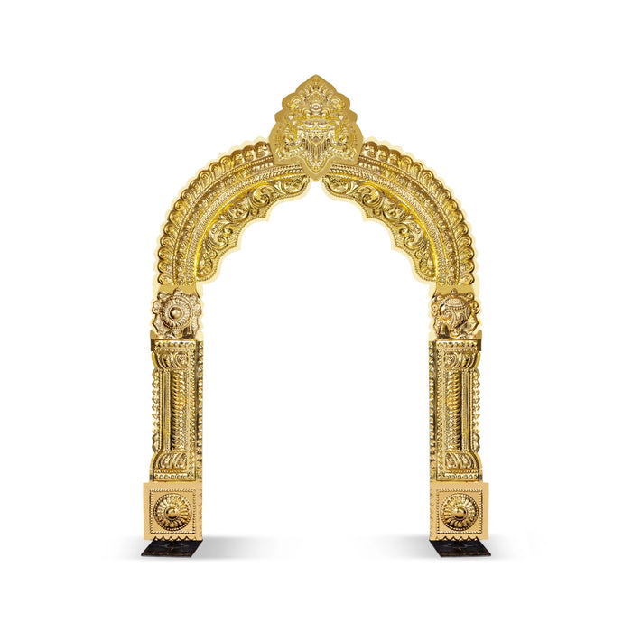 Brass Thiruvatchi | Inner 45x28 Inch,Outer 60x40 Inch/Shankh Chakra Namam Design Thiruvachi/Prabhavali for Deity - Deity Accessories