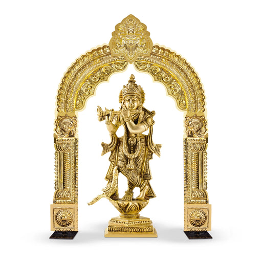 Brass Thiruvatchi | Inner 45x28 Inch,Outer 60x40 Inch/Shankh Chakra Namam Design Thiruvachi/Prabhavali for Deity - Deity Accessories