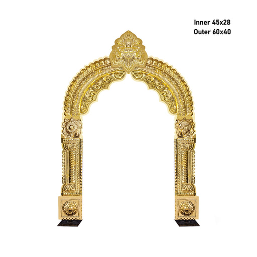 Brass Thiruvatchi | Inner 45x28 Inch,Outer 60x40 Inch/Shankh Chakra Namam Design Thiruvachi/Prabhavali for Deity - Deity Accessories