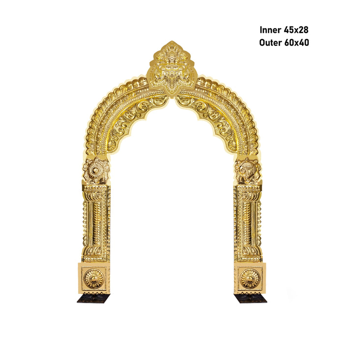 Brass Thiruvatchi | Inner 45x28 Inch,Outer 60x40 Inch/Shankh Chakra Namam Design Thiruvachi/Prabhavali for Deity - Deity Accessories